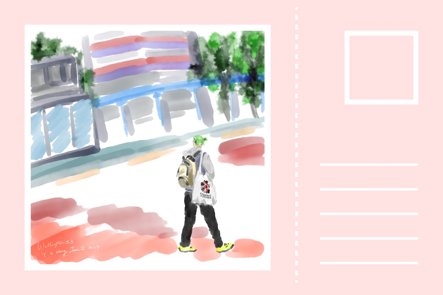 惠灵顿手绘水彩风景明信片3