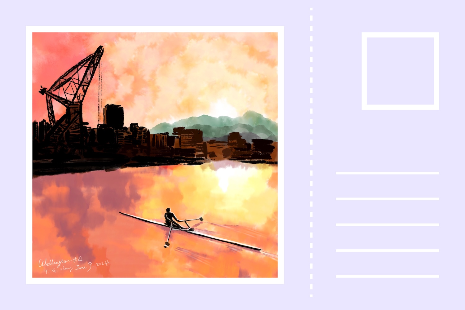 惠灵顿手绘水彩风景明信片4